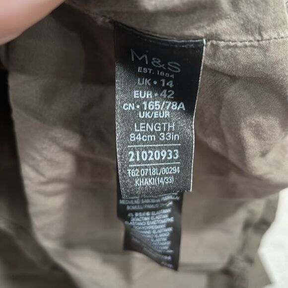 Per Una 100% Olive Green Flowy Boho Midi Skirt US size 10 medium/large - Picture 4 of 5